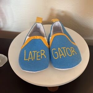 Duck Duck Goose Later Gator Blue and Yellow Baby Shoes NWOT 3-6M